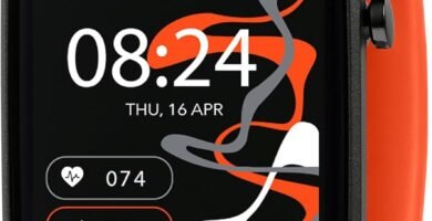 Tikkers Kids Series 13 Smart Watch with Fitness Tracker, Alarm Clock, Camera, GPS Connection, Heart Rate Monitor, Step Counter, Touch Screen, Orange Silicone Strap