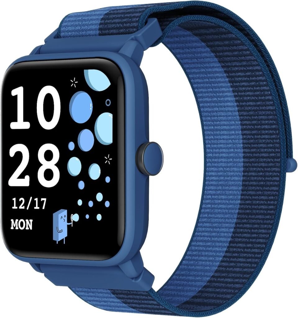 BIGGERFIVE Kids Fitness Tracker Watch, Pedometer, Heart Rate, 5ATM Waterproof, Sleep Monitor, Alarm Clock, Calorie Step Counter, Puzzle Games, 1.5″ Smart Watch for Boys Girls Ages 3-14, Nylon