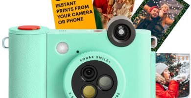 KODAK Smile+ 2-in-1 Digital Instant Print Camera & Wireless Bluetooth Photo Printer – 10MP, Special-Effect Rotating Lens, Zink 2×3 Inch Sticky-Back Photos, Print via Fun App from Smart Devices – Green