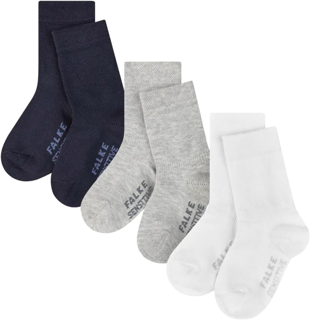 FALKE Unisex Baby Sensitive 3-Pack Socks Wide Tops For A Soft Grip On The Leg Multipack Breathable Sustainable Cotton 3 Pairs