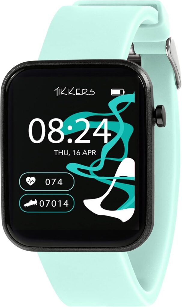 Tikkers Kids Series 13 Smart Watch with Fitness Tracker, Alarm Clock, Camera, GPS Connection, Heart Rate Monitor, Step Counter, Touch Screen, Blue Silicone Strap
