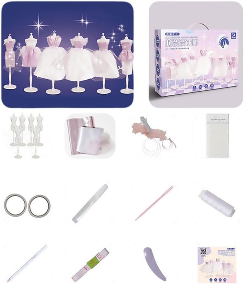 Fashion Design Kit For Girls with Mannequins,Creativity Arts & Crafts Toys Toys Sewing Doll Clothes Cr Learning Kit,Kids