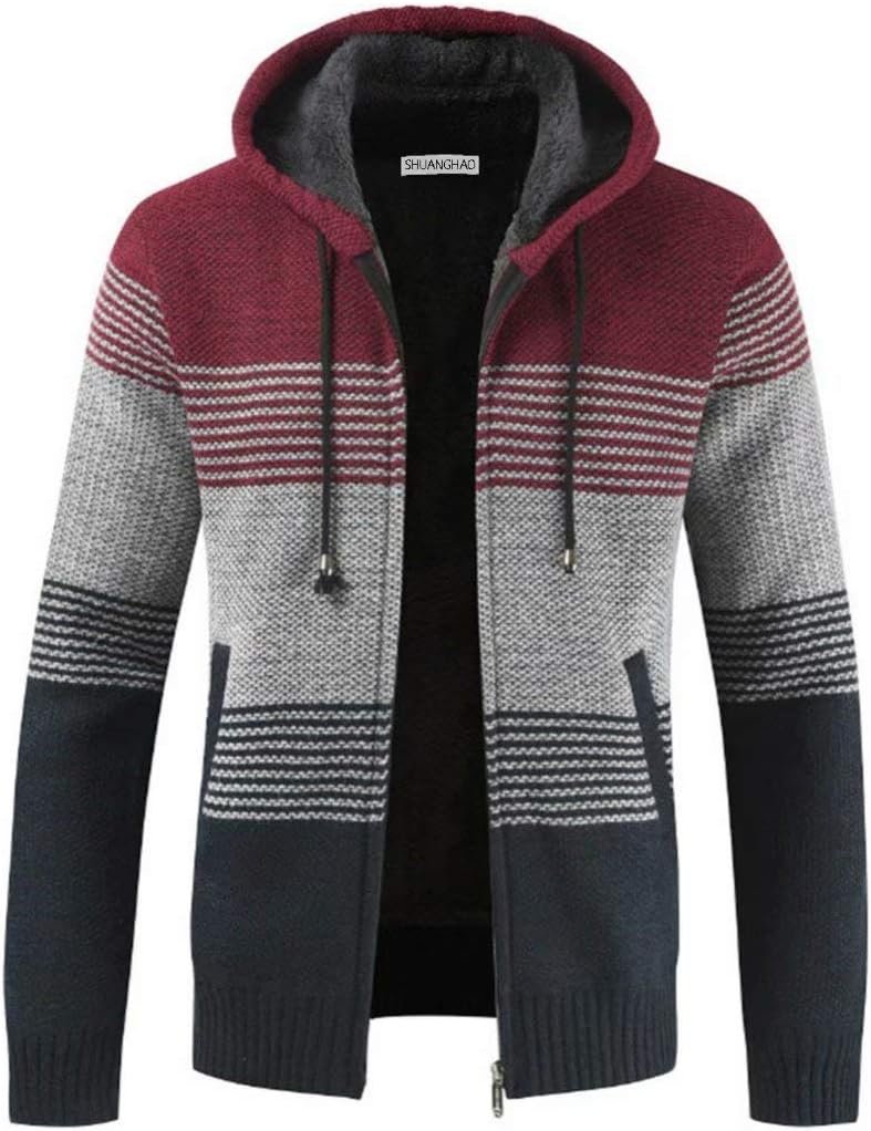 Men’s Hoodie Knit Knitwear Sweatshirt Sweater Jacket Coat Mens Autumn Winter Fleece Thick Warm Hoodie Cardigan Sweater Knitwear Classic Long Sleeve Sweater Knitwear Knit Men
