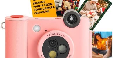 KODAK Smile+ 2-in-1 Digital Instant Print Camera & Wireless Bluetooth Photo Printer – 10MP, Special-Effect Rotating Lens, Zink 2×3 Inch Sticky-Back Photos, Print via Fun App from Smart Devices – Pink