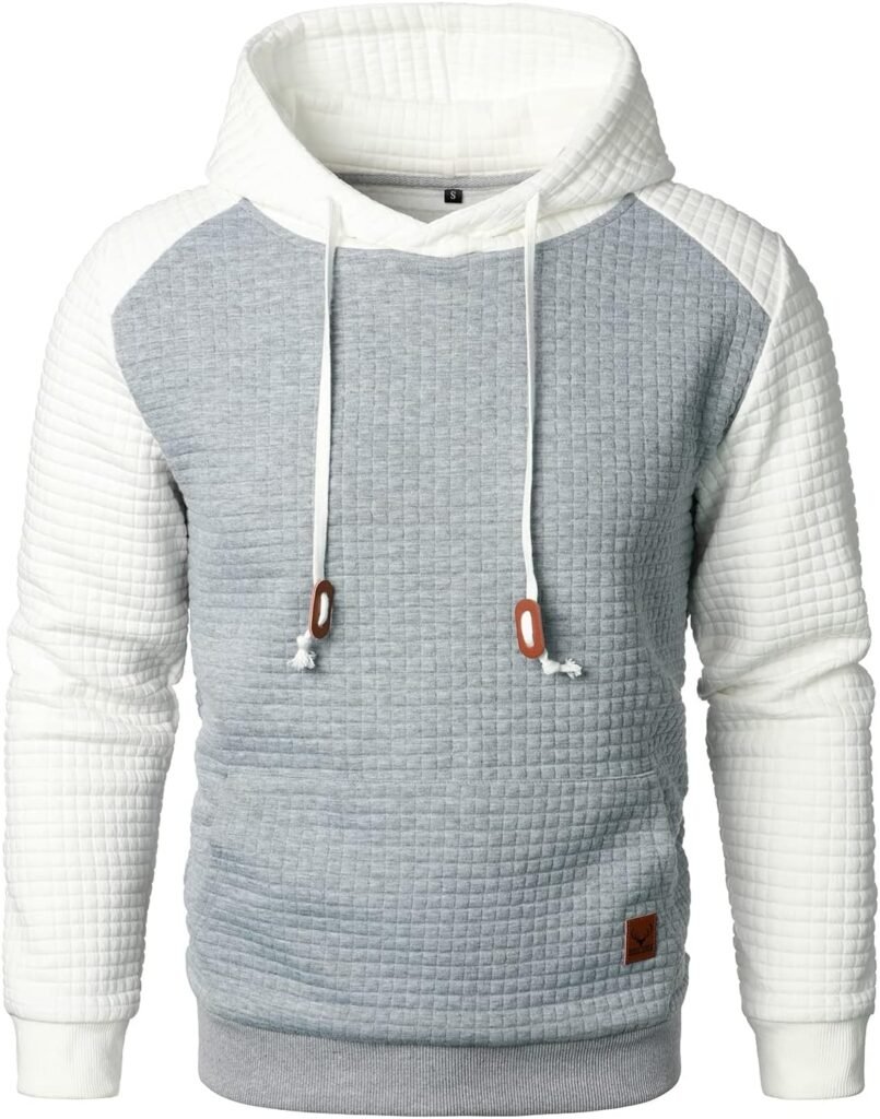 HOOD CREW Men’s Long Sleeve Hoodie Drawstring Hooded Color-block Casual Pullover HOOD CREW Men’s Long Sleeve Hoodie Drawstring Hooded Color-block Casual Pullover