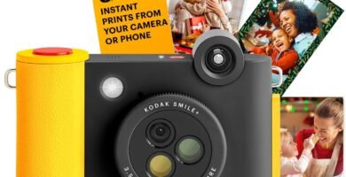 KODAK Smile+ 2-in-1 Digital Instant Print Camera & Wireless Bluetooth Photo Printer – 10MP, Special-Effect Rotating Lens, Zink 2×3 Inch Sticky-Back Photos, Print via Fun App from Smart Devices – Black