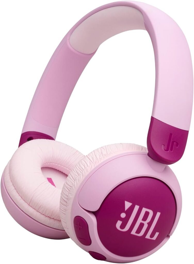 JBL Junior 320 BT, Wireless On-Ear Bluetooth Headphones for Kids with Built-In Mic, 50 Hours Playback, Safe Sound, Low Volume, Easy Controls and Sticker Set, in Purple JBL Junior 320 BT, Wireless On-Ear Bluetooth Headphones for Kids with Built-In Mic, 50 Hours Playback, Safe Sound, Low Volume, Easy Controls and Sticker Set, in Purple
