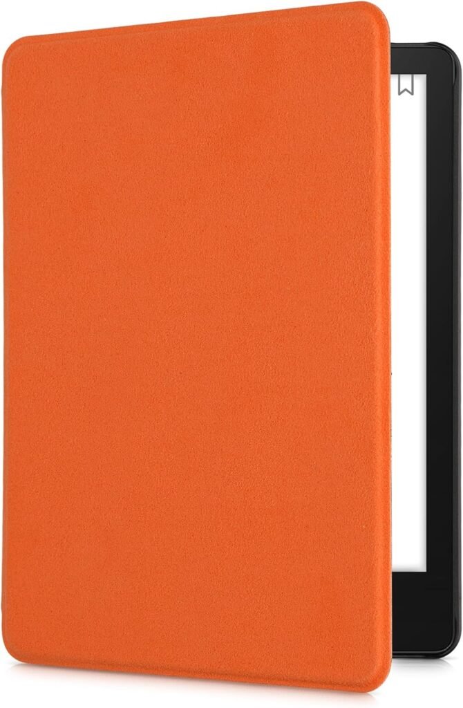 kwmobile Case Compatible with Amazon Kindle Paperwhite 11. Generation 2021 Cover – Microfiber E Reader Magnetic Flip Cover – Orange