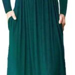 AUSELILY Women Long Sleeve Loose Plain Plus Size Maxi Dresses Casual Long Dresses with Pockets