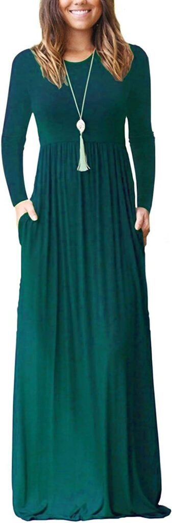 AUSELILY Women Long Sleeve Loose Plain Plus Size Maxi Dresses Casual Long Dresses with Pockets AUSELILY Women Long Sleeve Loose Plain Plus Size Maxi Dresses Casual Long Dresses with Pockets