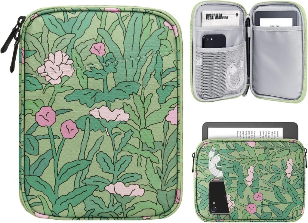 TiMOVO 6-7 Inch Tablet Sleeve for All-New Kindle Paperwhite and Kindle Colorsoft Signature Edition, Protective Sleeve Cover Case with Pocket for Kindle E-Reader/Kindle Oasis, Green Flower TiMOVO 6-7 Inch Tablet Sleeve for All-New Kindle Paperwhite and Kindle Colorsoft Signature Edition, Protective Sleeve Cover Case with Pocket for Kindle E-Reader/Kindle Oasis, Green Flower