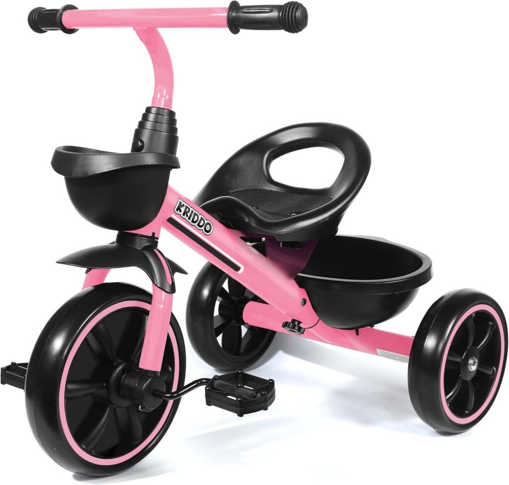 KRIDDO Kids Tricycles Age 24 Month to 5 Years, Toddler Kids Trike for 2.5 to 5 Year Old, Gift Toddler Tricycles for 2-4 Year Olds, Trikes for Toddlers, Pink KRIDDO Kids Tricycles Age 24 Month to 5 Years, Toddler Kids Trike for 2.5 to 5 Year Old, Gift Toddler Tricycles for 2-4 Year Olds, Trikes for Toddlers, Pink