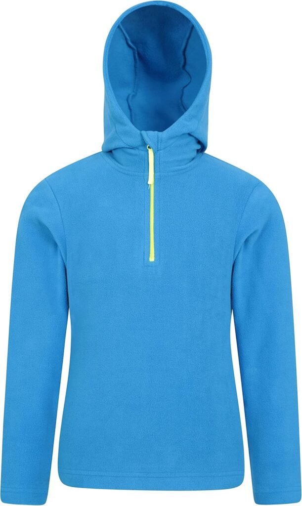 Mountain Warehouse Camber Kids Microfleece Hoodie – Breathable, Lightweight, Anti-Pill & Quick Dry Microfleece Pullover for Boys & Girls – For Spring Summer & Walking Cobalt Kids Size 7-8 Years