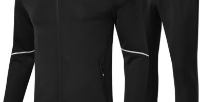 Rdruko Mens Tracksuit Set Hooded Jacket Sweatsuits Jogging Tops Full Zip Joggers Sports Sweatsuit with 3 Pockets