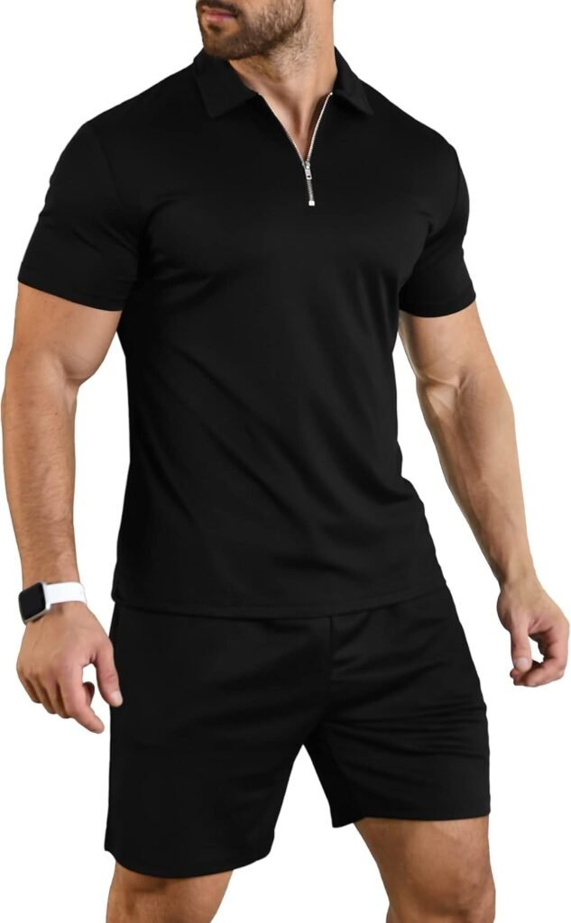 KUYIGO Men’s Summer Polo Shirt & Shorts 2-Piece Set Tracksuit Clothing Fashion Casual Loungewear Sets