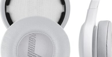 Geekria QuickFit Protein Leather Replacement Ear Pads for JBL LIVE 400BT Headphones Earpads, Headset Ear Cushion Repair Parts (Grey)