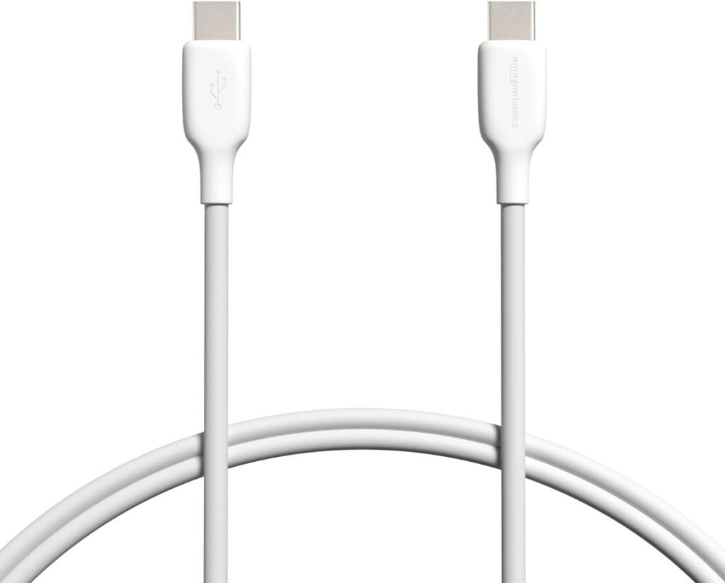 Amazon Basics USB-C to USB-C 2.0 Fast Charger Cable, 480Mbps Speed, 60W, USB-IF Certified, for Apple iPhone 15, iPad, Samsung Galaxy, Tablets, Laptops, 0.91 m, White Amazon Basics USB-C to USB-C 2.0 Fast Charger Cable, 480Mbps Speed, 60W, USB-IF Certified, for Apple iPhone 15, iPad, Samsung Galaxy, Tablets, Laptops, 0.91 m, White
