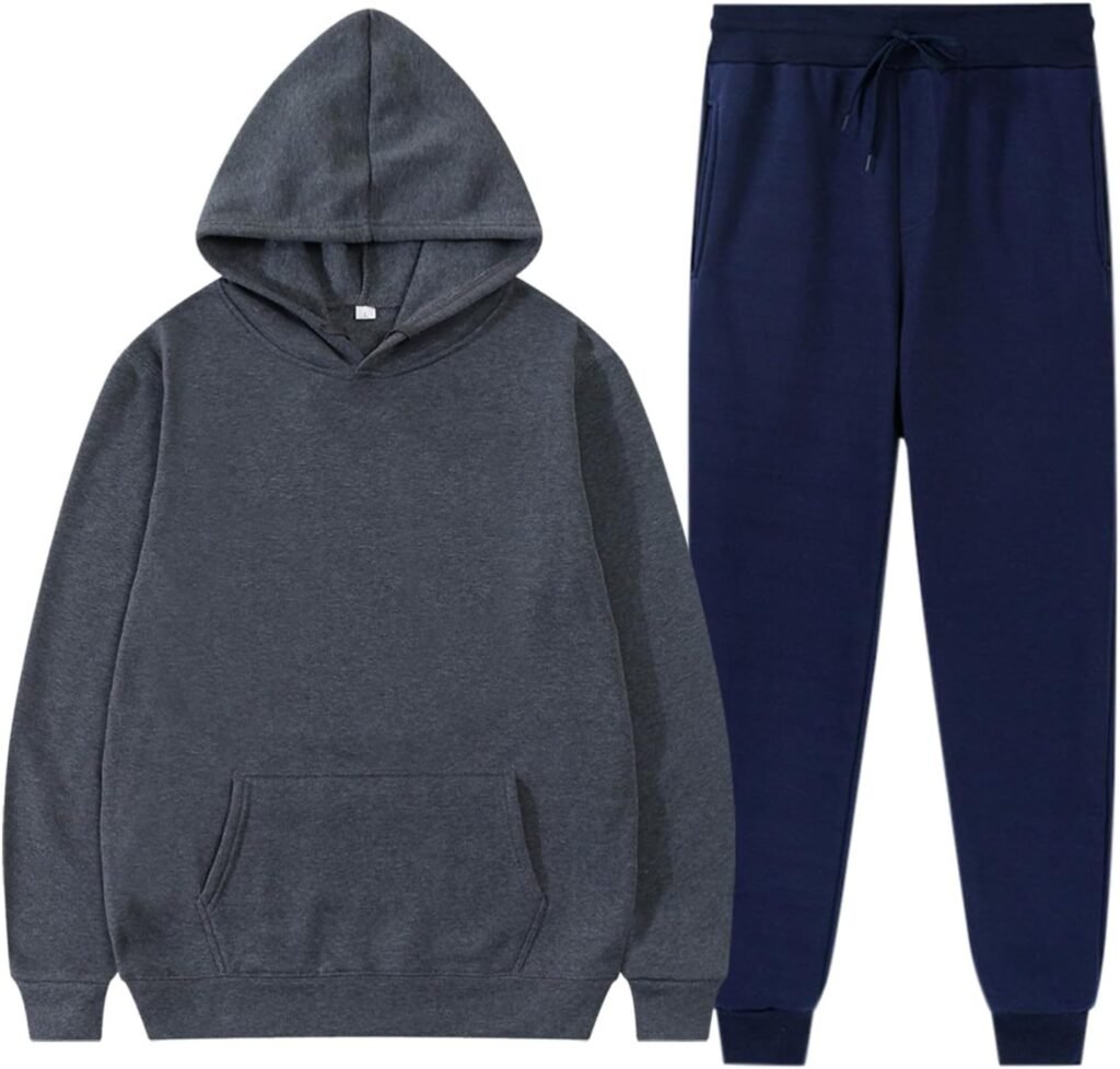 2Pcs Tracksuits for Men 2024 New Suits Men’s And Women’s Spring Autumn And Winter Warm Solid Color Sportswear 2 Set Solid Color Hoodie Solid Color Sweatpants Plus Homecoming Outfits for Teen Boys