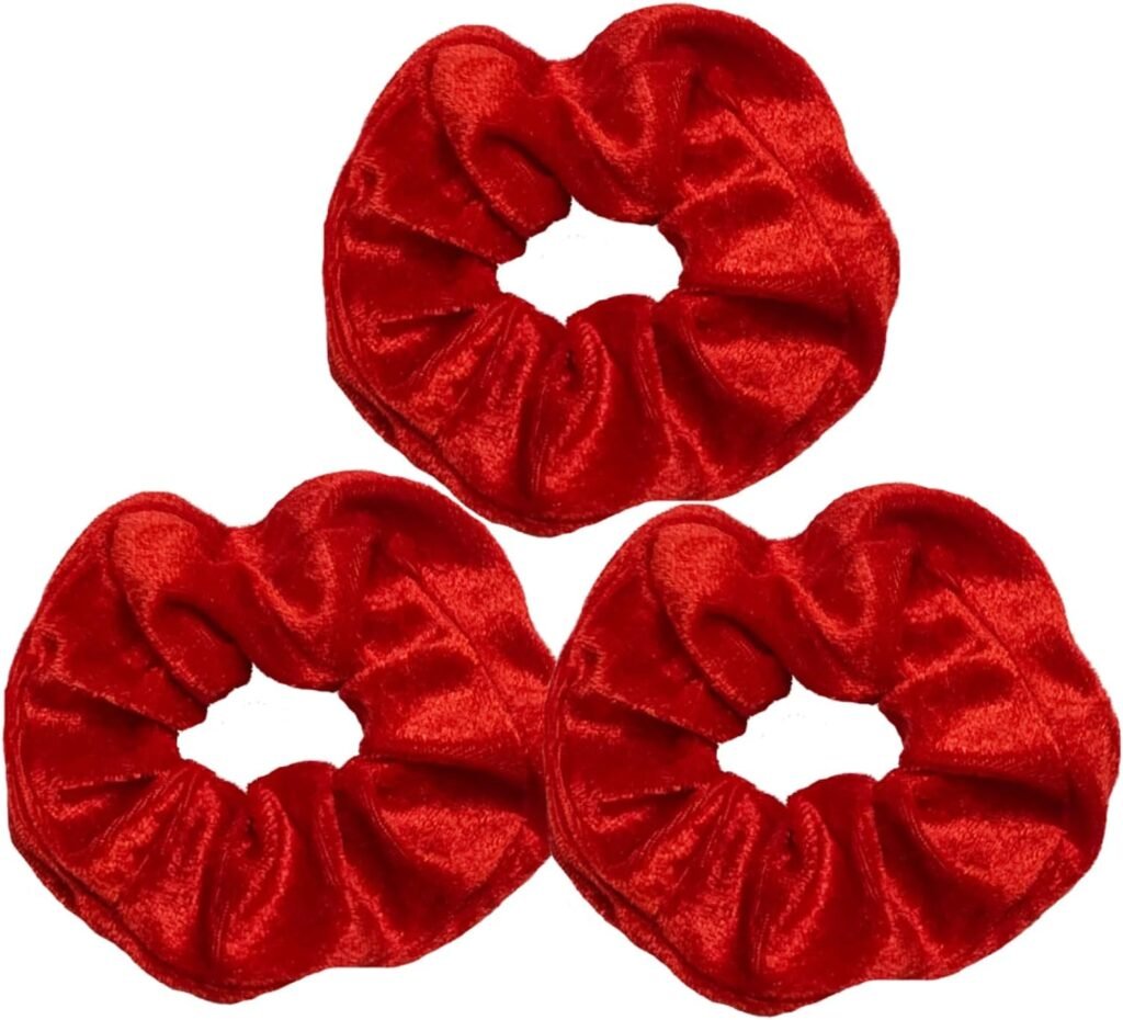 3 PCS Hair Scrunchies, Velvet Scrunchies Red Scrunchies for Women Ponytail Holders Soft Hair Scrunchies Elastic Hair Bands Hair Scrunchies Hair Accessories for Girls and Women