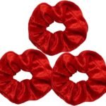 3 PCS Hair Scrunchies, Velvet Scrunchies Red Scrunchies for Women Ponytail Holders Soft Hair Scrunchies Elastic Hair Bands Hair Scrunchies Hair Accessories for Girls and Women