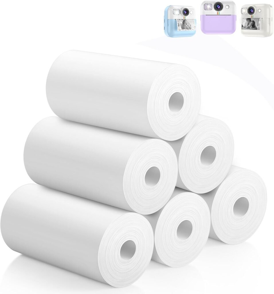 6 Rolls Camera for Kids Print Paper, 57X25mm HD Printing Thermal Print Paper, Refill Replace Camera Printer Paper Set for Most Kids Instant Camera
