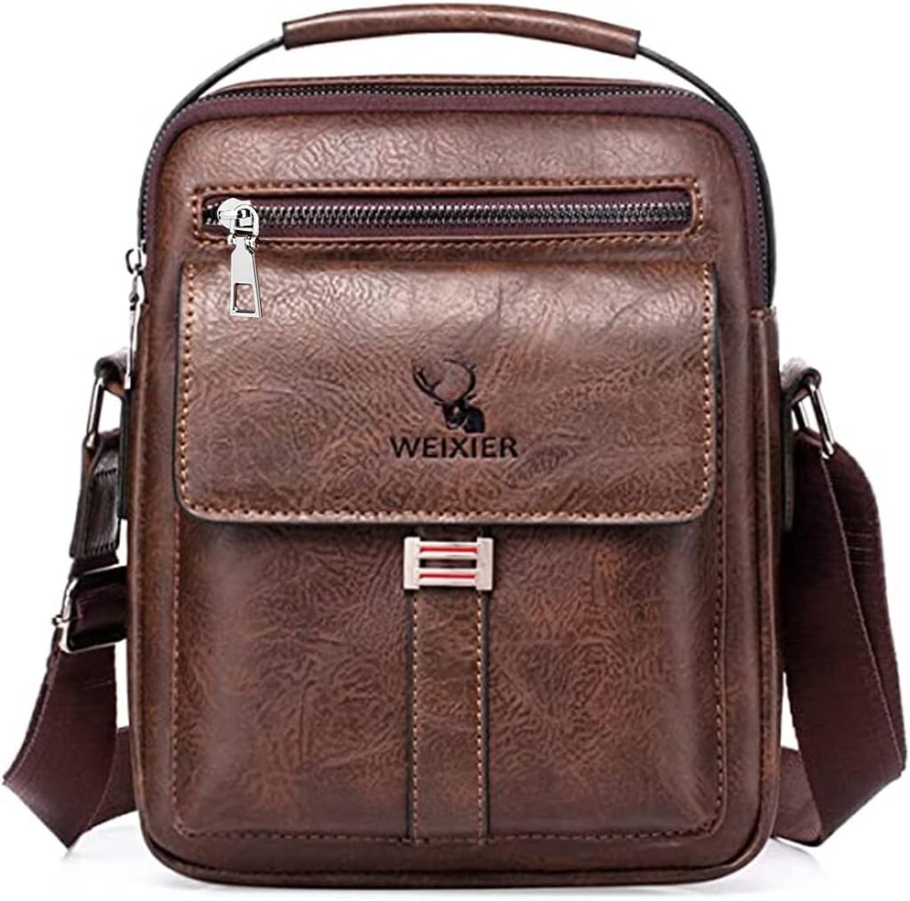 A-QMZL Men’s Shoulder Bag Messenger Bag PU Leather Business Travel Crossbody Pack Satchel Side Bag Casual Handbags Man Bag for Working HikingTraveling Daily Use (dark brown) A-QMZL Men’s Shoulder Bag Messenger Bag PU Leather Business Travel Crossbody Pack Satchel Side Bag Casual Handbags Man Bag for Working HikingTraveling Daily Use (dark brown)