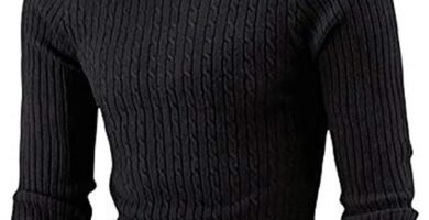 AIDEAONE Mens Turtleneck Sweater Casual Ribbed Slim Fit Knitted Jumper High Roll Neck Basic Turtleneck Pullover