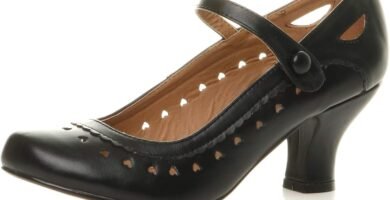 AJVANI Womens Ladies Low mid Heel Mary Jane Strap Work Classic Vintage Cut Out Heart Court Shoes Pumps Size