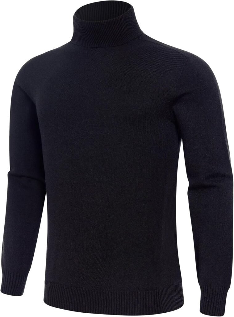 ALISISTER Mens Knitted Turtleneck Long Sleeve Turtle Neck Tops Roll Neck Jumpers High-Neck Sweater Slim Fit Pullover