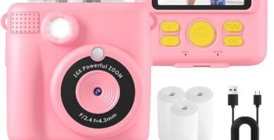 AORILE Kids Camera,Instant Print Camera for Kids,1080P HD Digital Camera with 32G SD Card,3 Rolls Photo Paper & 6 Color Pens, for 3-14 Year Old Girls (Pink) AORILE Kids Camera,Instant Print Camera for Kids,1080P HD Digital Camera with 32G SD Card,3 Rolls Photo Paper & 6 Color Pens, for 3-14 Year Old Girls (Pink)