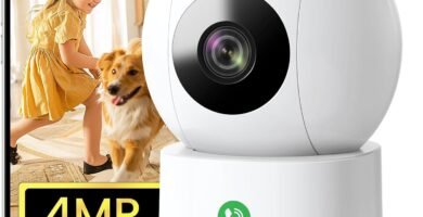 AOSU 4MP Security Camera Indoor, 2.5K Baby Monitor Pet Camera 360° for Home Security, WiFi Camera with 5/2.4 GHz Wi-Fi, One-Touch Call, Smart Motion Tracking, IR Night Vision, Compatible with Alexa