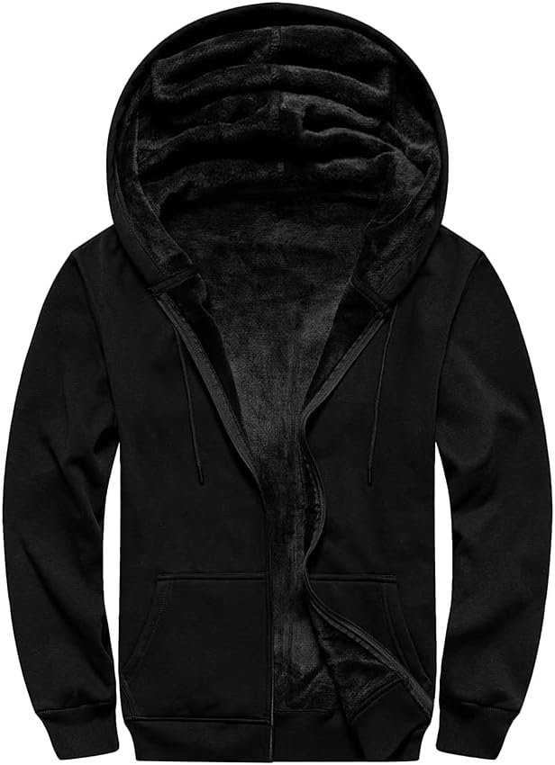 AOTORR Mens Hoodies Zip Up Fleece Jacket Casual Hooded Coat Full Zip Hoody Warm Tops Sweatshirt with Kangaroo Pockets