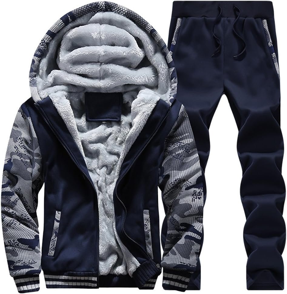 AOTORR Men’s Tracksuit Set Casual Winter Fleece Hoodie Full Zip Up Sweatshirt and Trousers