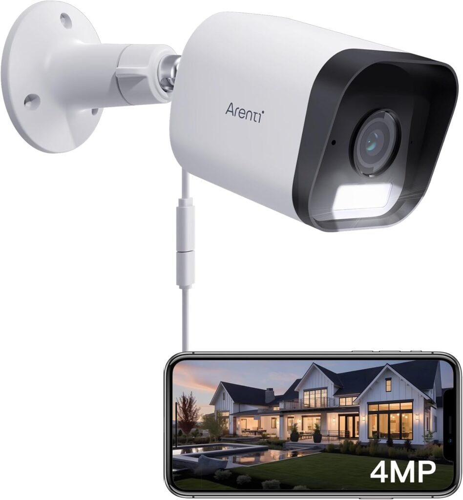 ARENTI 2.5K/4MP Outdoor Security Camera, CCTV Camera Outdoor with Spotlight,Colorful Night Vision,Plug in,Wifi Cameras House Security,Motion Detection,Customize Zone,2 Way Audio,IP65(2.4Ghz)