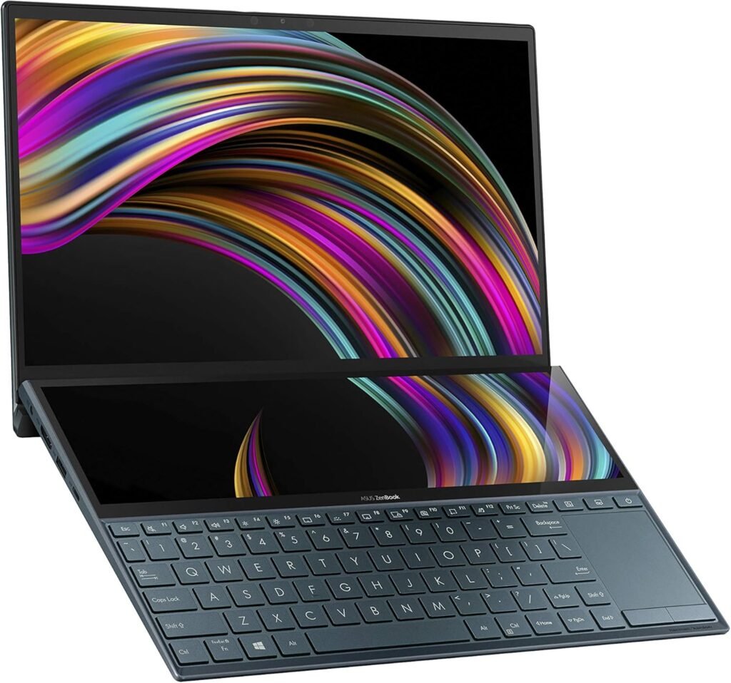 ASUS ZenBook Duo UX481 14” FHD NanoEdge Bezel Touch Display, Intel Core i7-10510U CPU, 8GB RAM, 512GB PCIe SSD, Innovative ScreenPad Plus, Windows 10 Home, Celestial Blue, UX481FA-DB71T