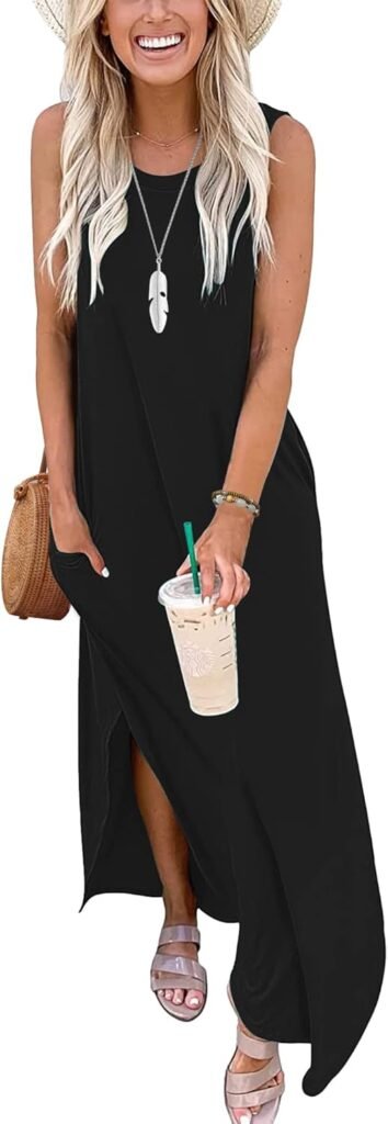 AUSELILY Maxi Dress for Women UK Casual Summer Long Dress Beach Cover-Ups Sun Dresses Women Sleeveless T Shirt Tank Dresses with Pockets AUSELILY Maxi Dress for Women UK Casual Summer Long Dress Beach Cover-Ups Sun Dresses Women Sleeveless T Shirt Tank Dresses with Pockets