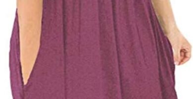 AUSELILY Women’s Summer Short Sleeve Dress Knee Length with Pockets Casual Pleated Empire Dress Flare Swing T-Shirt Dresses