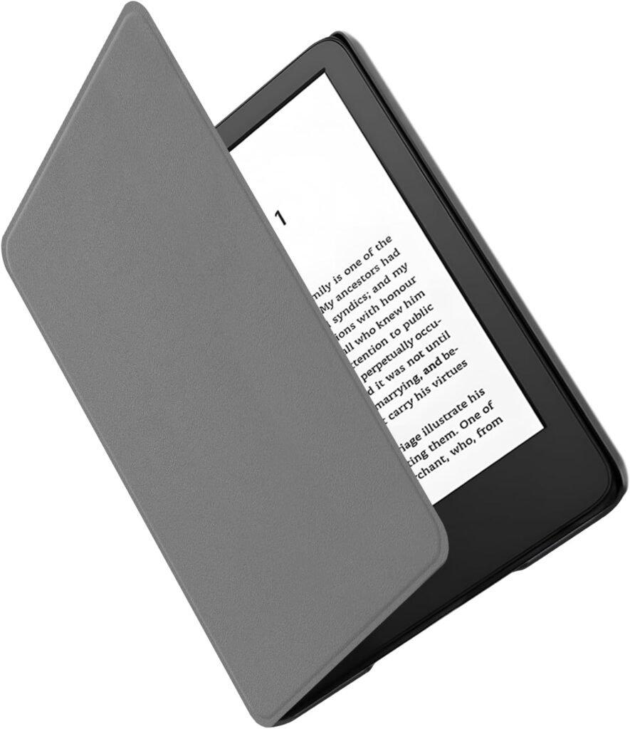 AXFEE Case for 7″ Kindle Paperwhite (12th Generation-2024), Lightweight PU Leather Smart Cover with Auto Wake and Sleep, Ultra-Thin Protective Case for Kindle Colorsoft Signature Edition, Gray