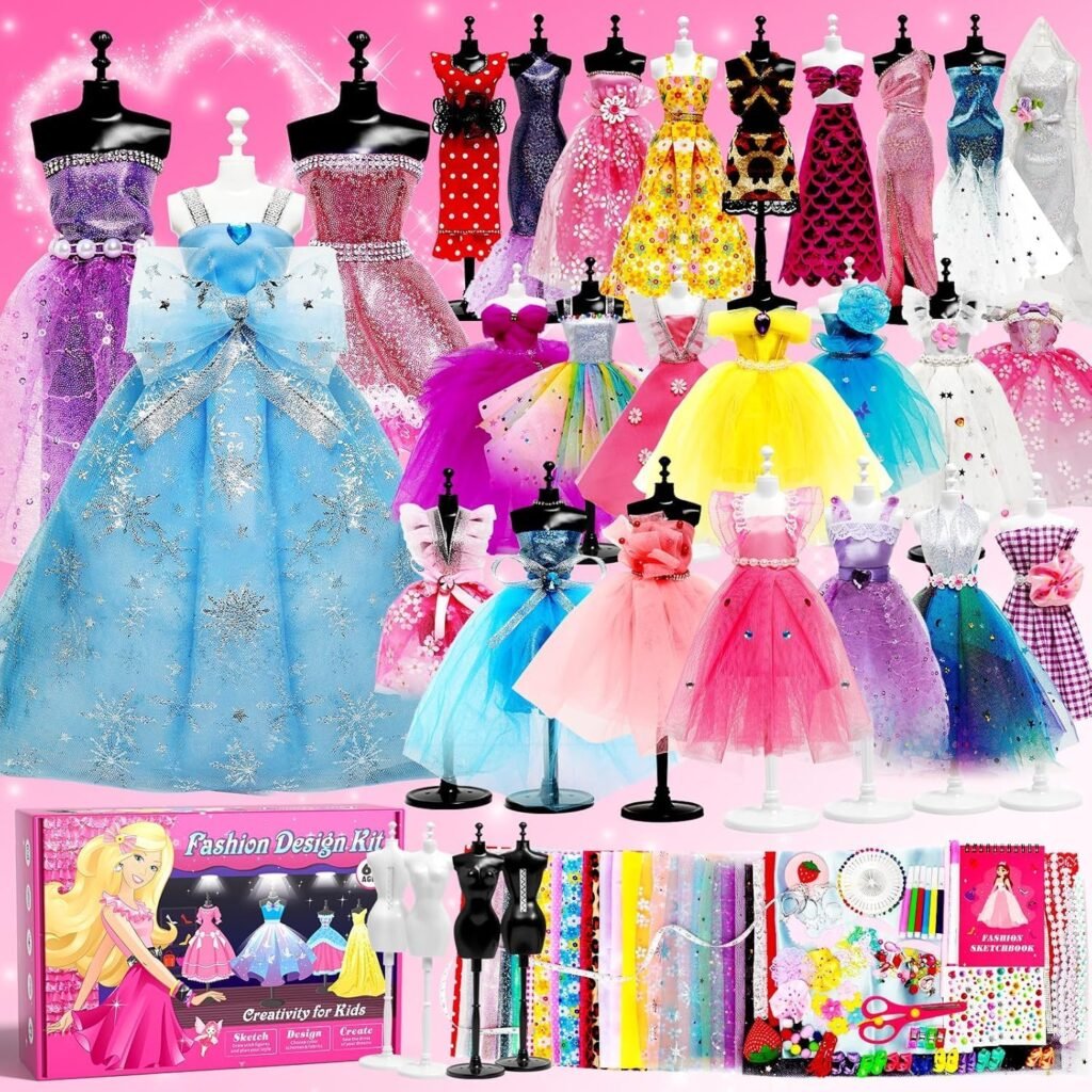 AYIQUTY 1000+PCS Fashion Design Kits for Girls Creativity DIY Arts & Crafts Kit for Kids with 4 Mannequins & Sketchbook, Learning Toys Sewing Kit for Teen Girls Birthday Gift Age 6 7 8 9 10 11 12+ AYIQUTY 1000+PCS Fashion Design Kits for Girls Creativity DIY Arts & Crafts Kit for Kids with 4 Mannequins & Sketchbook, Learning Toys Sewing Kit for Teen Girls Birthday Gift Age 6 7 8 9 10 11 12+