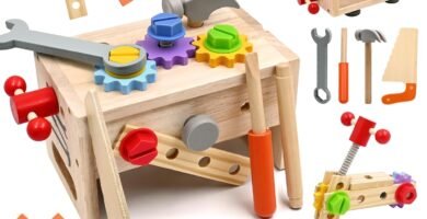 AiTuiTui Wooden Kids Tool Set Boys Girls Toys Age 3 4, 29 Pcs Montessori Wooden Tool with Bench Toys Birthday for Boy Girl, Role Play Educational Construction Toddler Toys AiTuiTui Wooden Kids Tool Set Boys Girls Toys Age 3 4, 29 Pcs Montessori Wooden Tool with Bench Toys Birthday for Boy Girl, Role Play Educational Construction Toddler Toys