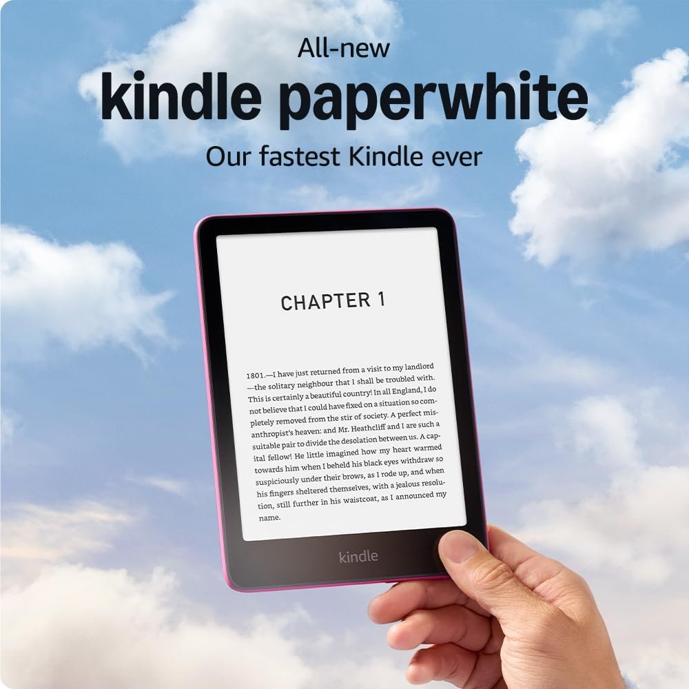 All-new Amazon Kindle Paperwhite (16 GB) Our fastest Kindle ever, with new 7 glare-free display and weeks of battery life With Ads – Raspberry + Kindle Unlimited