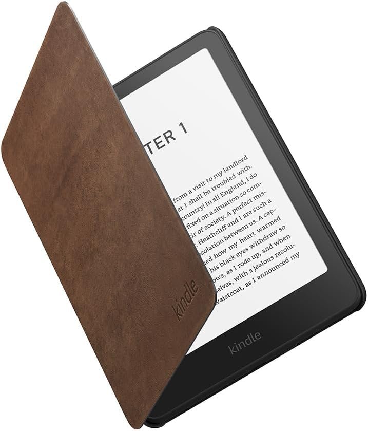 All-new Amazon Kindle Paperwhite and Amazon Kindle Colorsoft Signature Edition Case, Lightweight and Water-Safe, Foldable Protective Cover – Premium Leather