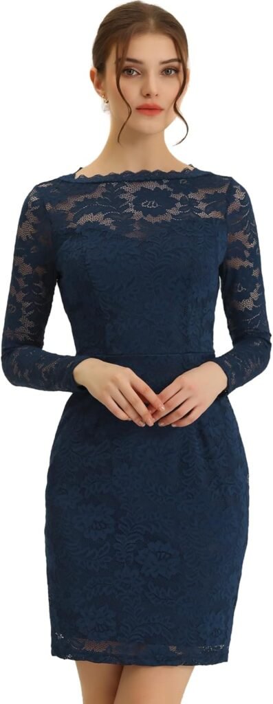 Allegra K Women’s Christmas Costumes Elegant Floral Lace Boat Neck Wedding Party Cocktail Bodycon Pencil Dress Allegra K Women’s Christmas Costumes Elegant Floral Lace Boat Neck Wedding Party Cocktail Bodycon Pencil Dress