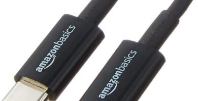 Amazon Basics USB-C to USB-C 2.0 Fast Charger Cable, 480Mbps Speed, USB-IF Certified, for Apple iPhone 15, iPad, Samsung Galaxy, Tablets, Laptops, 0.9 m, Black