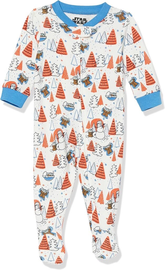 Amazon Essentials Disney | Marvel | Star Wars Unisex Babies’ Snug-Fit Cotton Footed Pyjamas, Multipacks