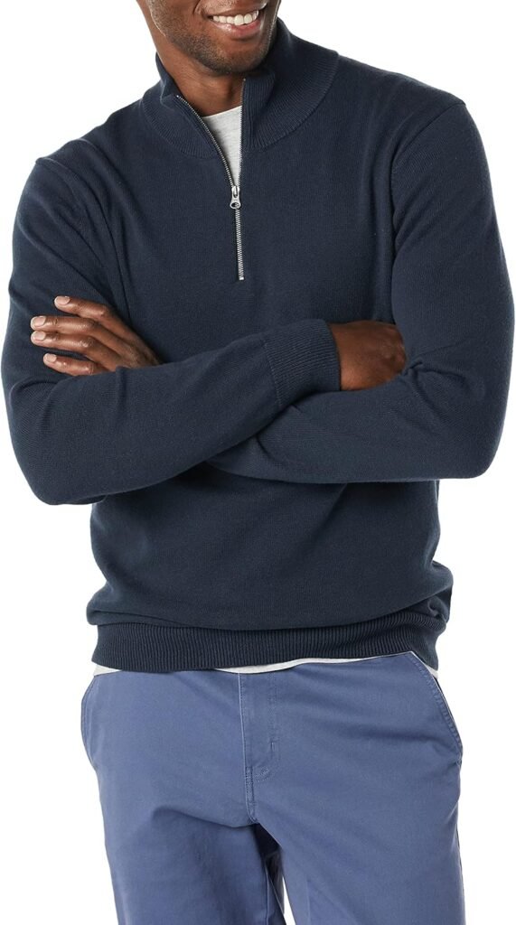 Amazon Essentials Men’s 100% Cotton Quarter-Zip Jumper