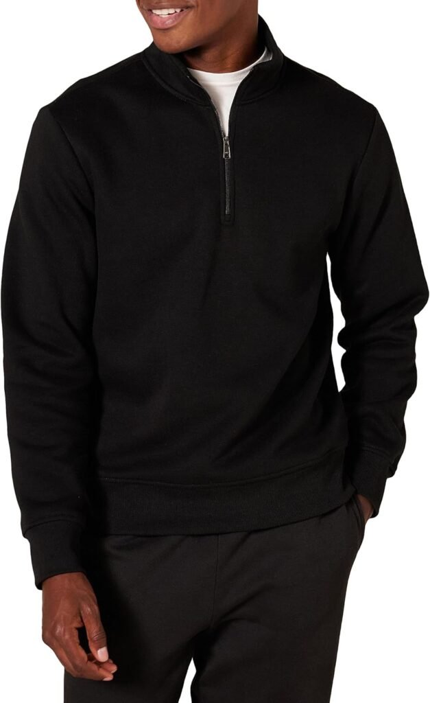 Amazon Essentials Men’s Long-Sleeved Quarter-Zip Fleece Sweatshirt