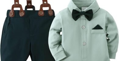 Amissz Baby Boy Gentleman Clothes Suit Set, 0-18M Infant Tuxedo Long Sleeve Romper + Suspenders Pants with Bowtie Outfit