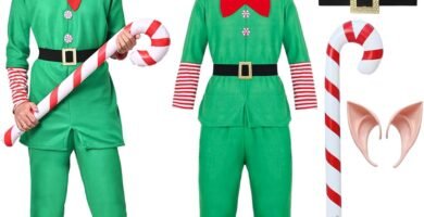 Antsparty Christmas Elf Costume Adult Kids Santa’s Helper Costume Green Elf Family Outfit Men Women Boys Girls Christmas Carnival Party Costume