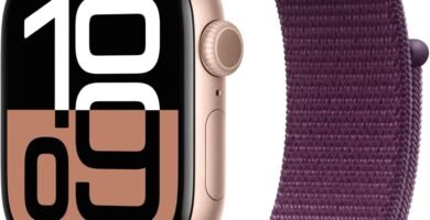 Apple Watch Series 10 GPS 42 mm Smartwatch with Rose Gold Aluminium Case with Plum Sport Loop – One Size. Fitness Tracker, ECG App, Always-On Retina Display, Carbon Neutral Apple Watch Series 10 GPS 42 mm Smartwatch with Rose Gold Aluminium Case with Plum Sport Loop – One Size. Fitness Tracker, ECG App, Always-On Retina Display, Carbon Neutral